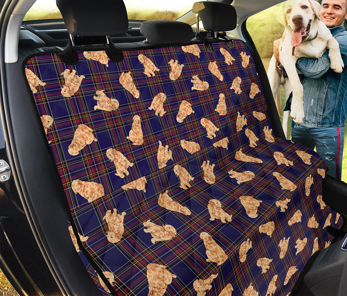 Golden Retriever Tartan Pattern Print Pet Car Back Seat Cover