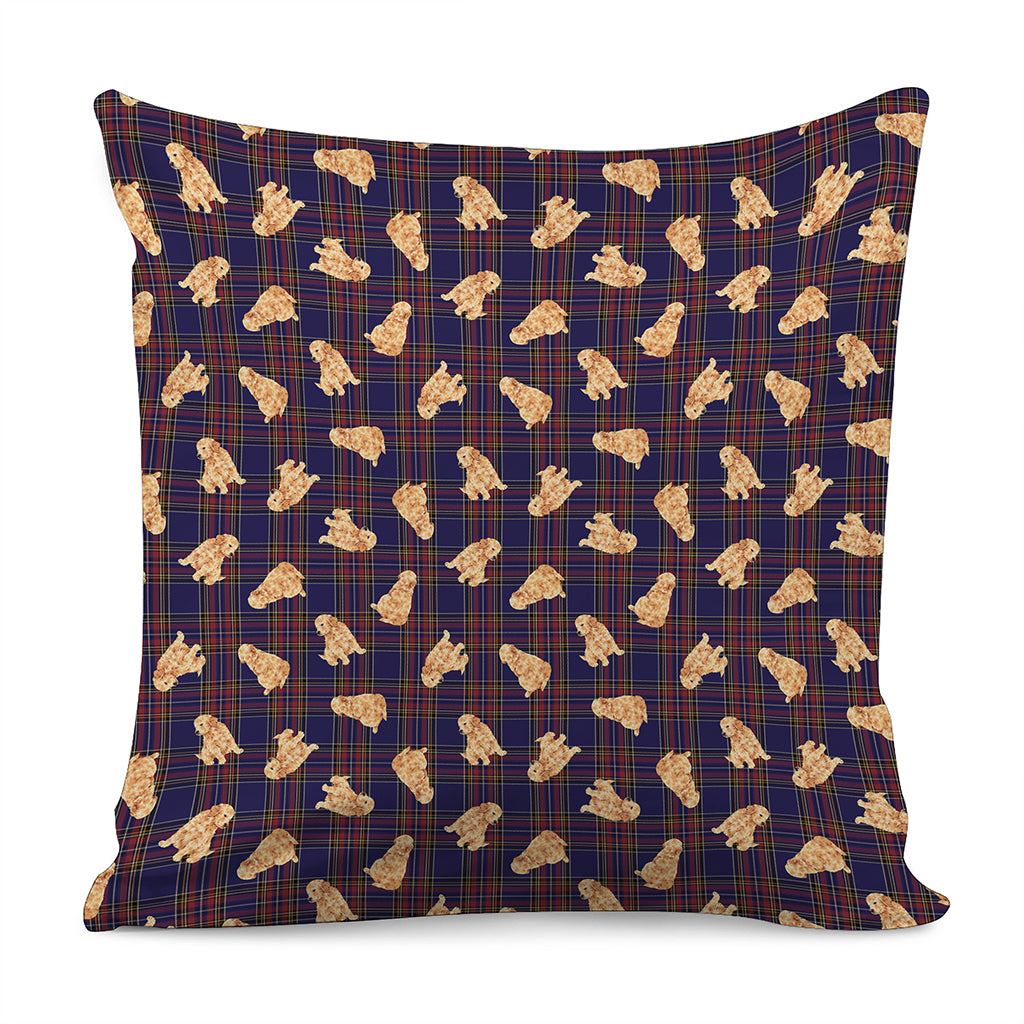 Golden Retriever Tartan Pattern Print Pillow Cover