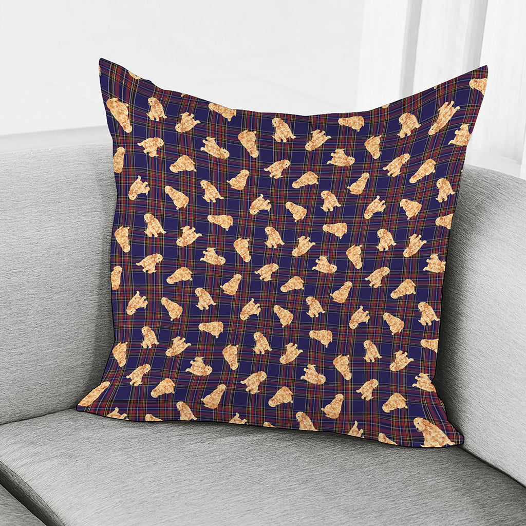 Golden Retriever Tartan Pattern Print Pillow Cover