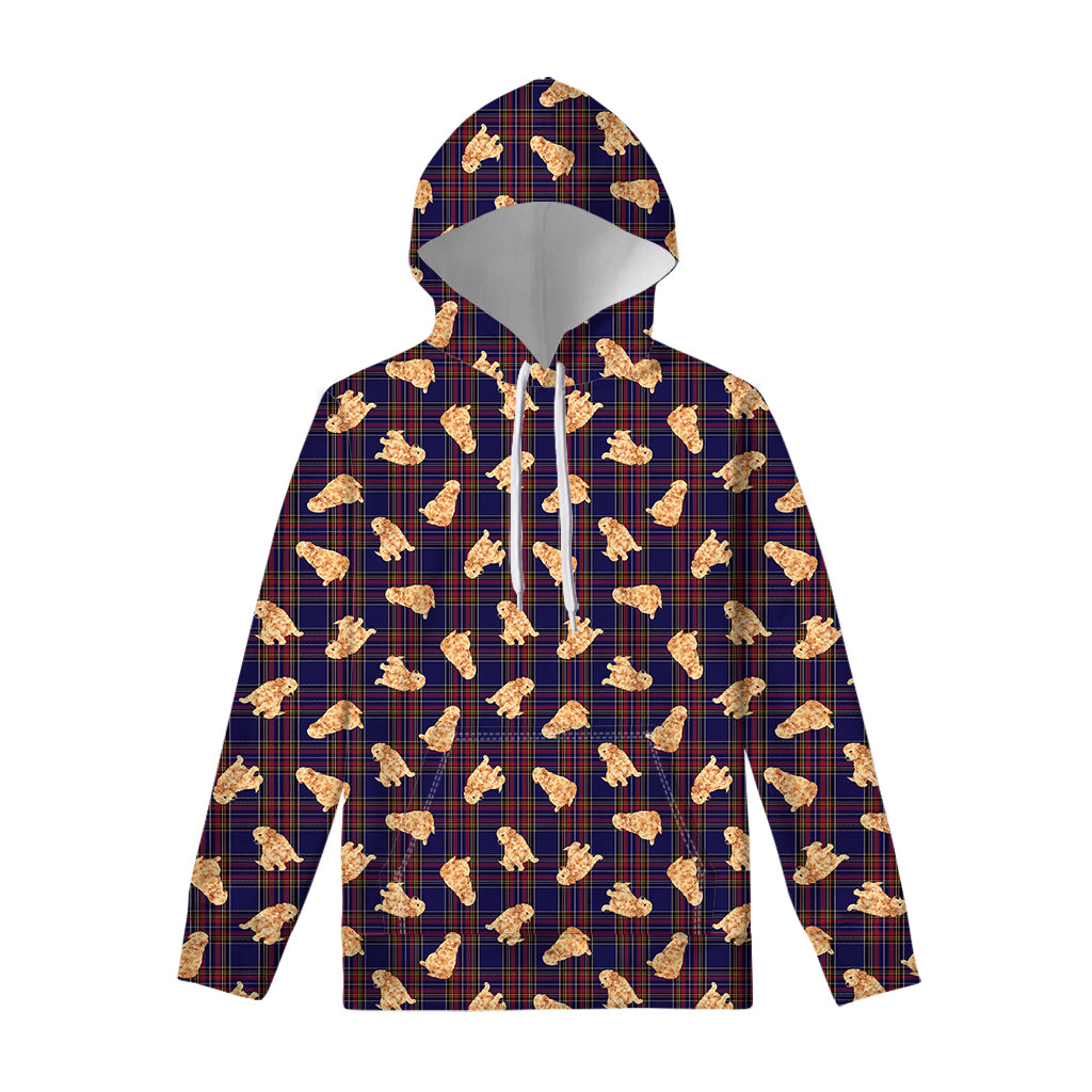 Golden Retriever Tartan Pattern Print Pullover Hoodie