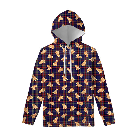 Golden Retriever Tartan Pattern Print Pullover Hoodie