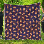 Golden Retriever Tartan Pattern Print Quilt