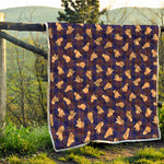 Golden Retriever Tartan Pattern Print Quilt