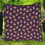 Golden Retriever Tartan Pattern Print Quilt