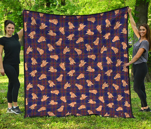 Golden Retriever Tartan Pattern Print Quilt