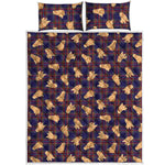 Golden Retriever Tartan Pattern Print Quilt Bed Set