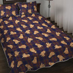 Golden Retriever Tartan Pattern Print Quilt Bed Set