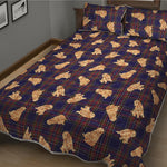 Golden Retriever Tartan Pattern Print Quilt Bed Set