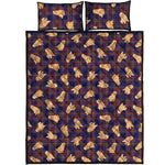 Golden Retriever Tartan Pattern Print Quilt Bed Set