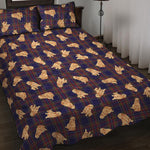 Golden Retriever Tartan Pattern Print Quilt Bed Set