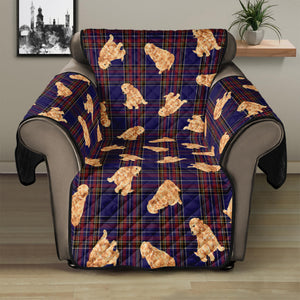 Golden Retriever Tartan Pattern Print Recliner Protector