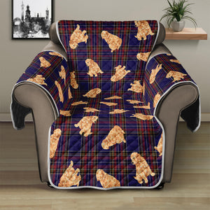 Golden Retriever Tartan Pattern Print Recliner Protector