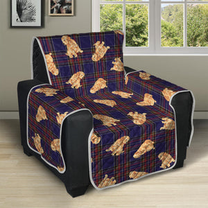 Golden Retriever Tartan Pattern Print Recliner Protector