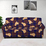 Golden Retriever Tartan Pattern Print Sofa Cover