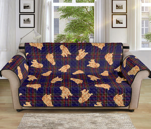 Golden Retriever Tartan Pattern Print Sofa Protector