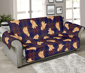 Golden Retriever Tartan Pattern Print Sofa Protector