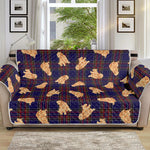 Golden Retriever Tartan Pattern Print Sofa Protector