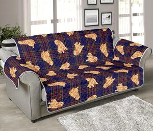 Golden Retriever Tartan Pattern Print Sofa Protector