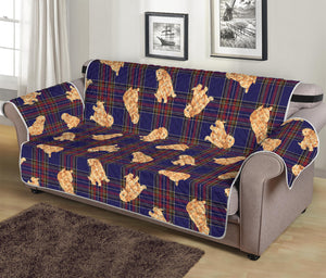 Golden Retriever Tartan Pattern Print Sofa Protector