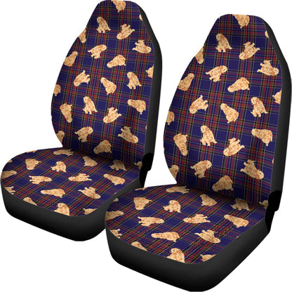Golden Retriever Tartan Pattern Print Universal Fit Car Seat Covers