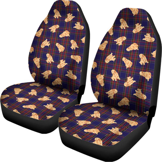 Golden Retriever Tartan Pattern Print Universal Fit Car Seat Covers
