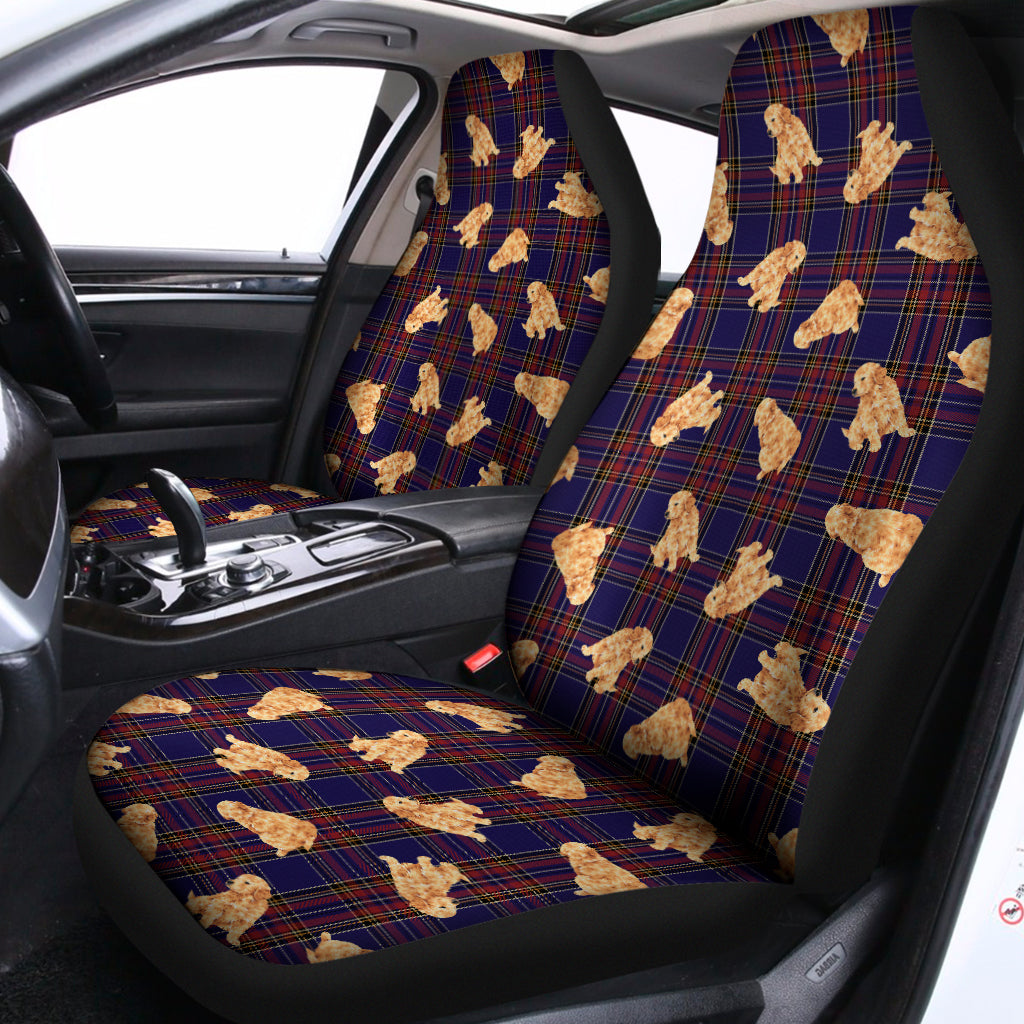 Golden Retriever Tartan Pattern Print Universal Fit Car Seat Covers