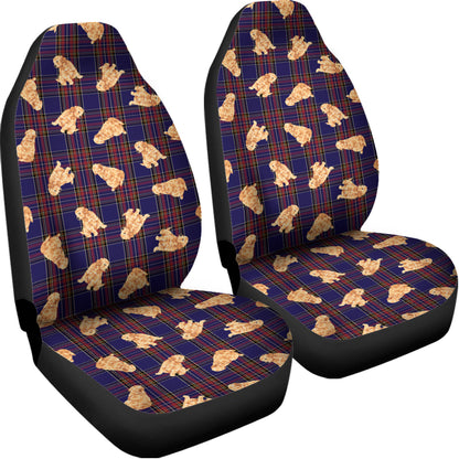 Golden Retriever Tartan Pattern Print Universal Fit Car Seat Covers