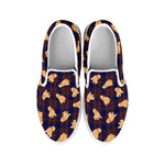 Golden Retriever Tartan Pattern Print White Slip On Shoes