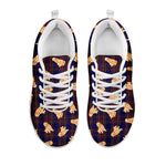 Golden Retriever Tartan Pattern Print White Sneakers