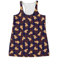 Golden Retriever Tartan Pattern Print Women's Racerback Tank Top