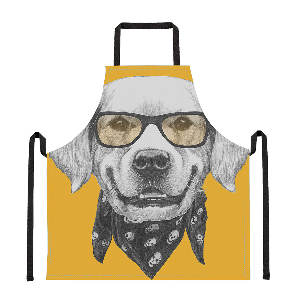 Golden Retriever With Glasses Print Apron