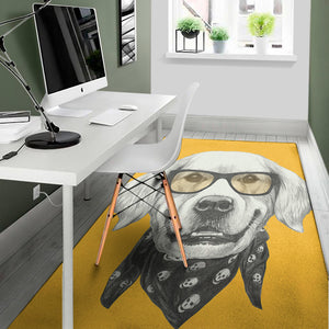 Golden Retriever With Glasses Print Area Rug