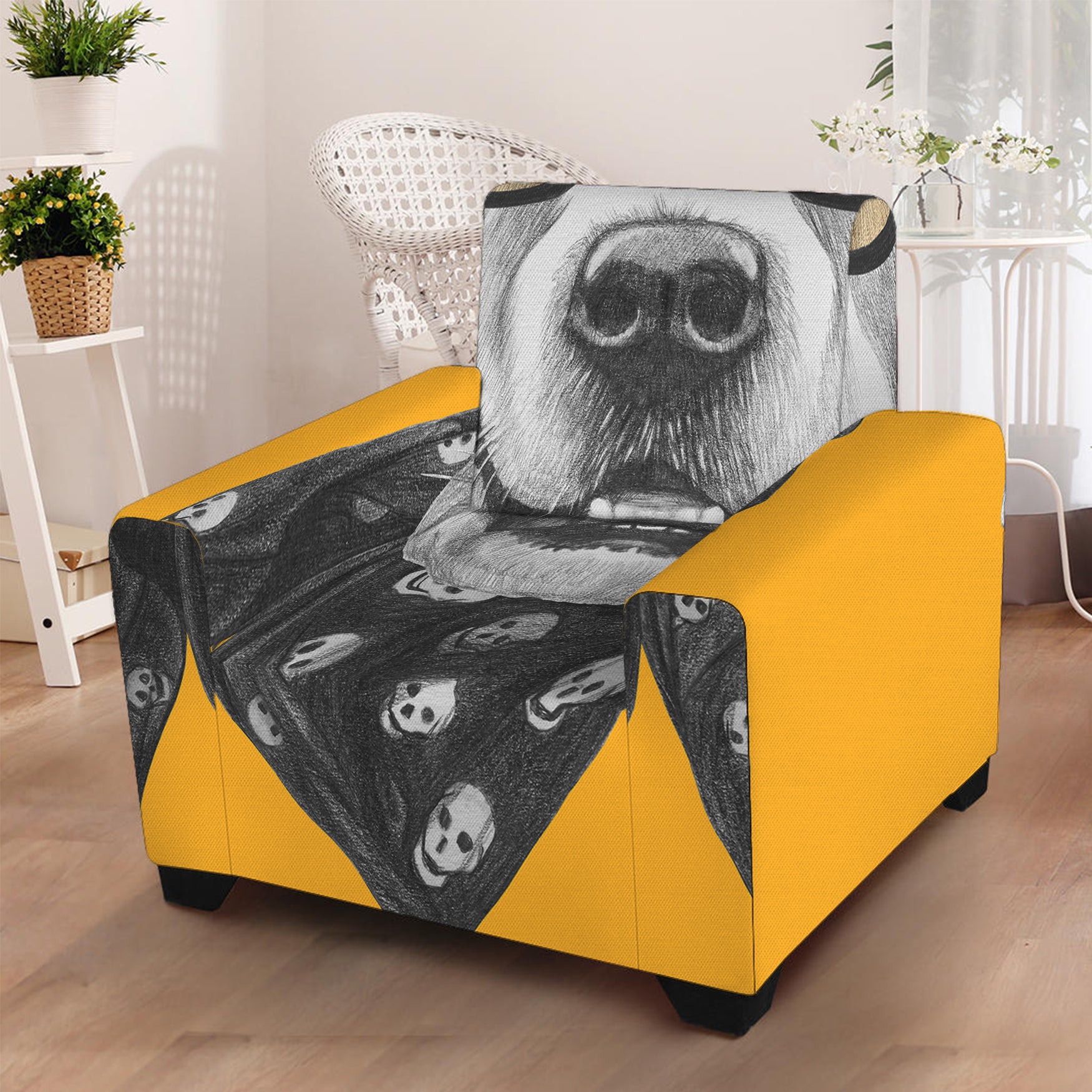 Golden Retriever With Glasses Print Armchair Slipcover