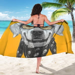 Golden Retriever With Glasses Print Beach Sarong Wrap