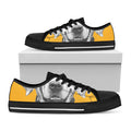 Golden Retriever With Glasses Print Black Low Top Sneakers
