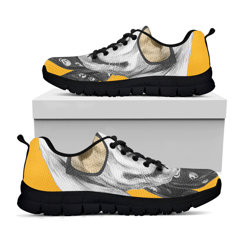 Golden Retriever With Glasses Print Black Sneakers