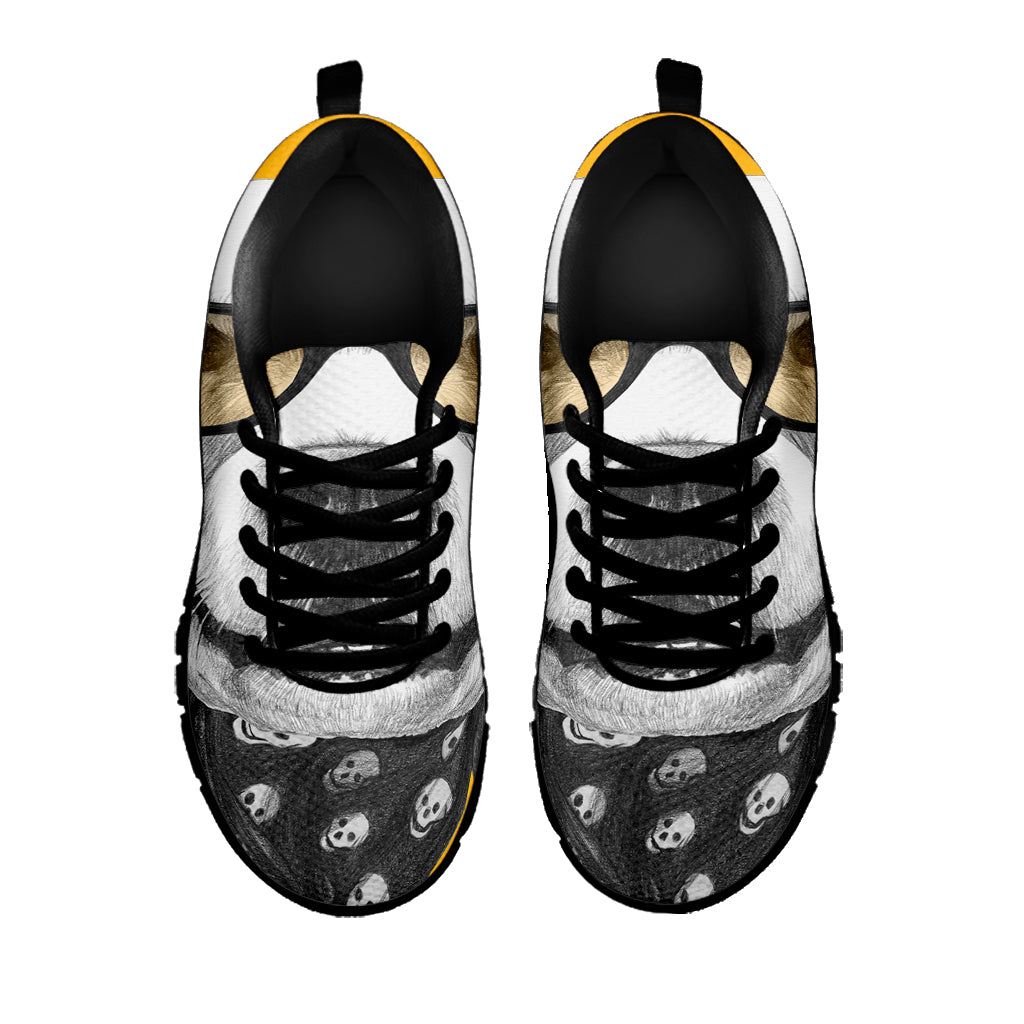 Golden Retriever With Glasses Print Black Sneakers