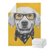 Golden Retriever With Glasses Print Blanket