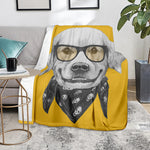 Golden Retriever With Glasses Print Blanket