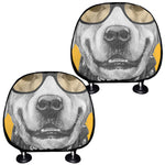 Golden Retriever With Glasses Print Car Headrest Covers