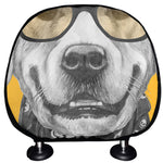 Golden Retriever With Glasses Print Car Headrest Covers