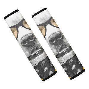 Golden Retriever With Glasses Print Car Seat Belt Covers