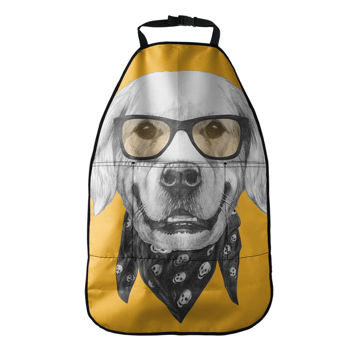 Golden Retriever With Glasses Print Car Seat Organizers