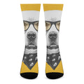 Golden Retriever With Glasses Print Crew Socks