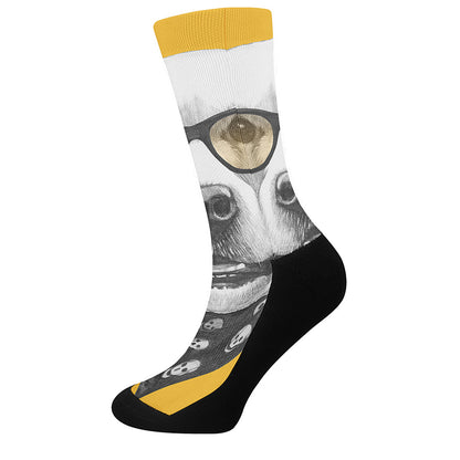 Golden Retriever With Glasses Print Crew Socks