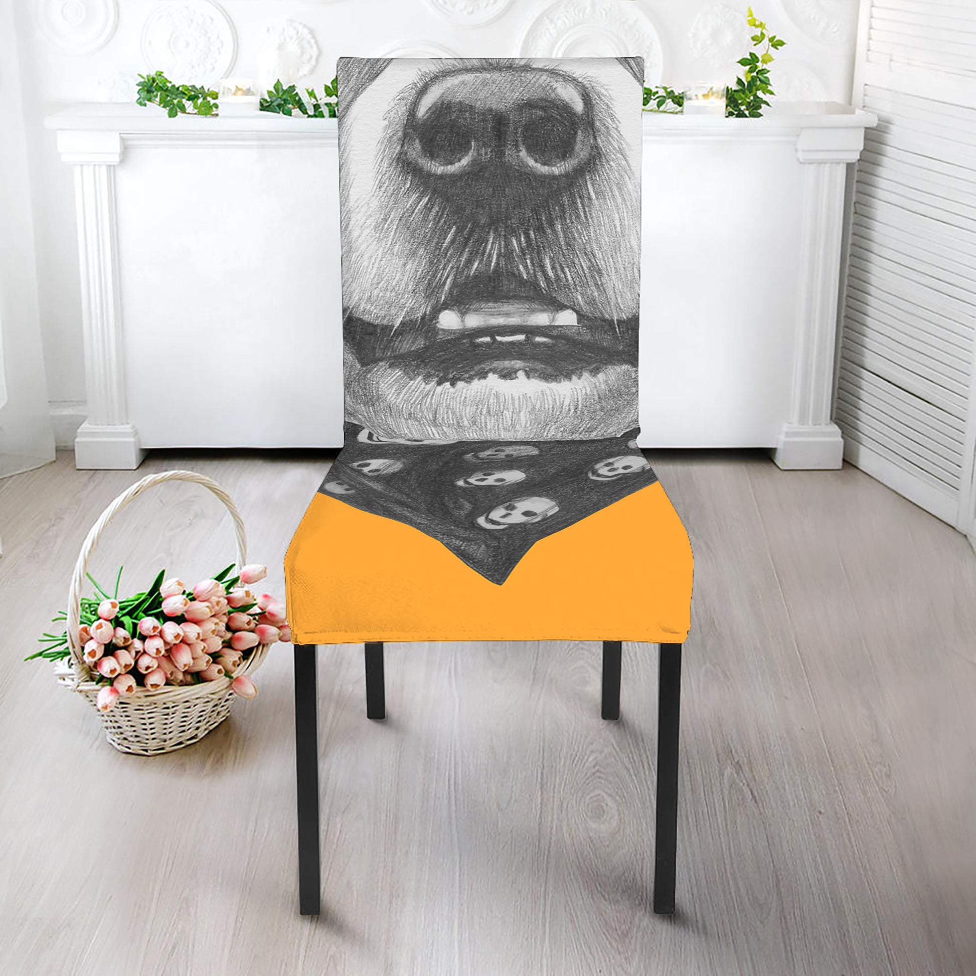Golden Retriever With Glasses Print Dining Chair Slipcover