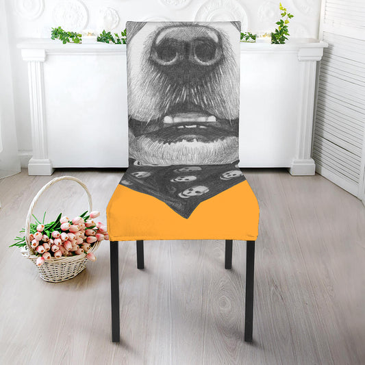 Golden Retriever With Glasses Print Dining Chair Slipcover