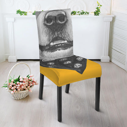 Golden Retriever With Glasses Print Dining Chair Slipcover