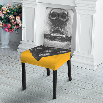 Golden Retriever With Glasses Print Dining Chair Slipcover