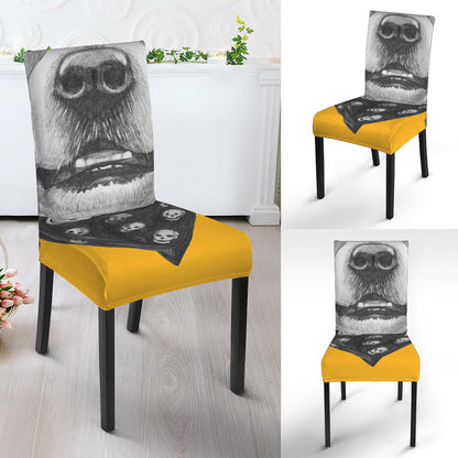 Golden Retriever With Glasses Print Dining Chair Slipcover